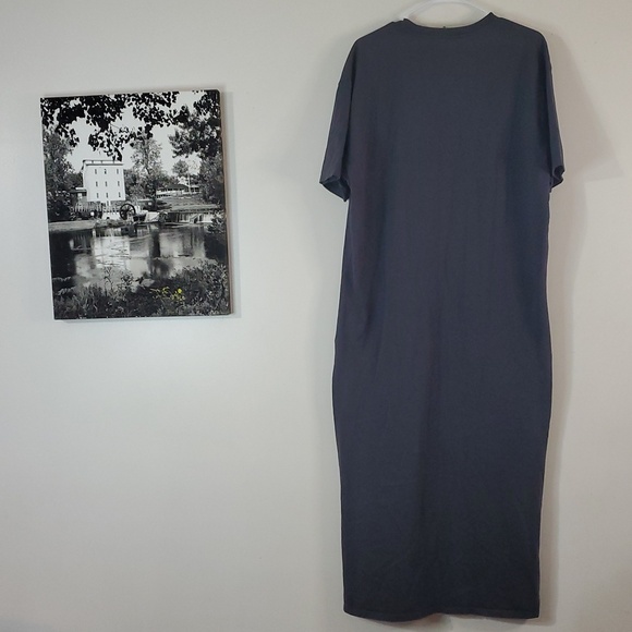 Abercrombie & Fitch T-Shirt Maxi Dress Size Large Tall Grey Side Slit Minimalist - Picture 8 of 11